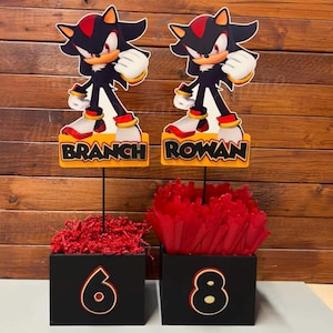 Decorazioni per feste di Sonic, centrotavola di Sonic Hedgehog, articoli per feste di Shadow, festa di compleanno di Shadow, centrotavola di Sonic, festa di Sonic Shadow