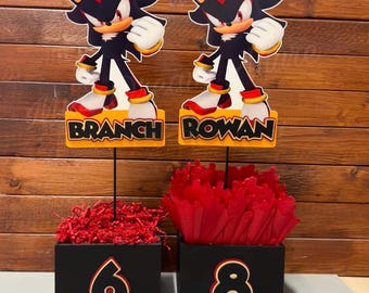 Sonic party Decorations, Sonic hedgehog Centerpieces, Shadow party supplies, Shadow Birthday party, Sonic centerpieces, Sonic Shadow party