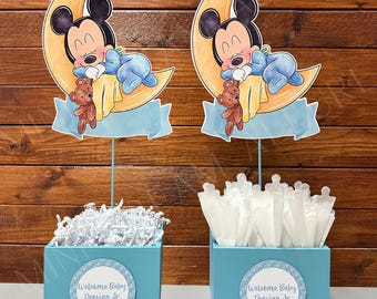 Centres de table bébé Mickey, décorations de fête Mickey, articles de fête pour bébé Mickey, fête d'anniversaire mickey, boîtes de faveur bébé Mickey, fête Mickey