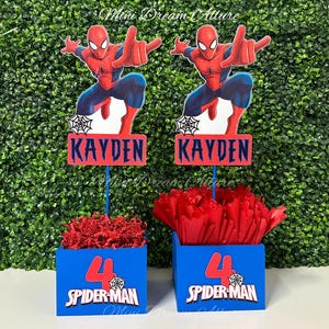 Spider-tafeldecoraties, Spider-feestartikelen, Spider-Man-feestdecoraties, Spider-verjaardag, Superheld-traktatiedoos, superheldenfeestje