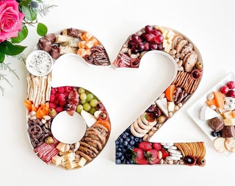 Number and Letter White Cardboard Graze Charcuterie Party Boxes Gift Hosting Shower Party Dessert Appetizer Display Birthday Anniversary