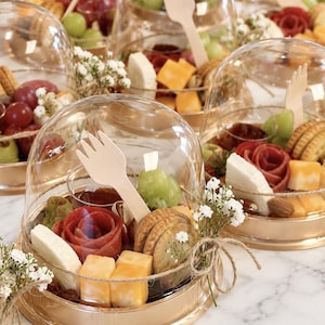 Charcuterie Dome Containers Cups with Mini Wooden Forks for Food Favor Dessert Display Individual Charcuterie Grazing Table Catering Wedding