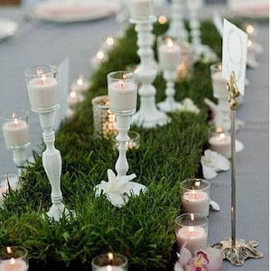 Faux Grass Table Runner Green Artificial Tabletop Decor for Wedding Birthday Party Superbowl Golf Party Fairy Party Tea Party Spring Decor