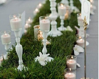 Caminho de mesa de grama sintética verde, decoração de mesa artificial para casamento, festa de aniversário, superbowl, festa de golfe, festa de fadas, chá, decoração de primavera