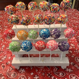 Cake Pop Stand Holder Dessert Display with 21 holes 3 Tier Wood Lollipop Holder Bridal Showers Baby Showers Weddings Cake Lollipop Stand