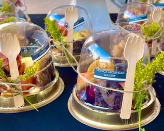 Charcuterie Dome Containers Cups with Mini Wooden Forks for Food Favor Dessert Display Individual Charcuterie Grazing Table Catering Wedding