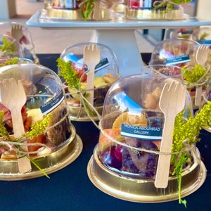 Charcuterie Dome Containers Cups with Mini Wooden Forks for Food Favor Dessert Display Individual Charcuterie Grazing Table Catering Wedding