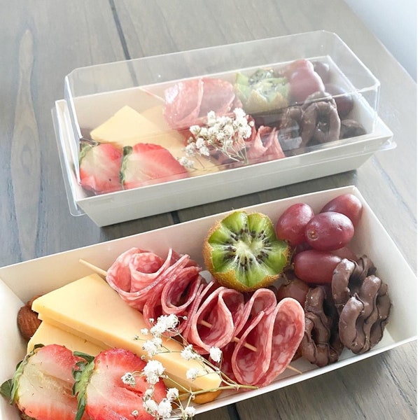 Charcuterie Favor Rectangle Grazing Box w/ Mini Forks for Individual Favor Dessert Display Appetizer Dessert Display Catered Events Wedding