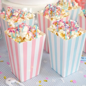Bicchieri per popcorn a strisce per feste, bomboniere, spuntini, feste nuziali, baby shower, feste di compleanno, serate al cinema, mini scatole per popcorn, sacchetti per bomboniere