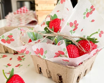Cesta de frutas vermelhas, lembrancinhas, caixa de fibra de celulose ou madeira com papel encerado impresso, comida fresca para chá de panela, molduras para exposição de mercado, caixa de piquenique