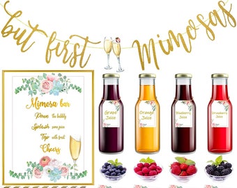 Mimosa Bar Decor Kit Package Mimosa Bar Signage for Bridal Brunch Bachelorette Mimosa Party Wedding Bridal Shower Gold and Rose Gold Signs