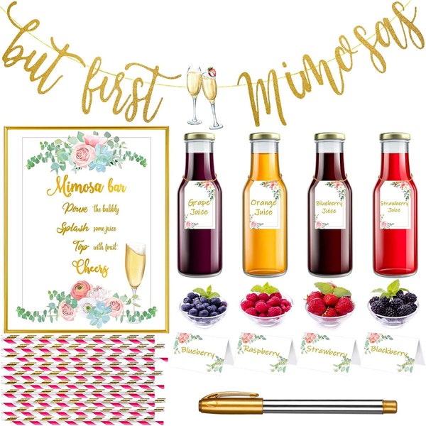 Mimosa Bar Decor Kit Package Mimosa Bar Signage for Bridal Brunch Bachelorette Mimosa Party Wedding Bridal Shower Gold and Rose Gold Signs