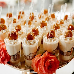 Plastic Dessert Parfait Favor Cups with Mini Spoons Appetizer Cups for Party Mini Dessert Cups Clear Plastic Cup Dessert Display Shooter
