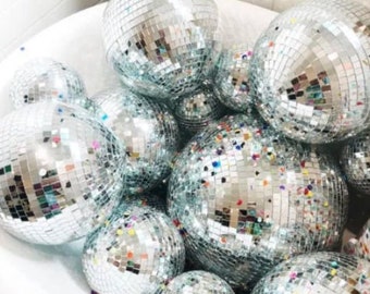 Set of 40 Mirror Silver Disco Ball Decor Disco Cowgirl Last Disco Bachelorette Party Wedding Disco Decorations 12 inch w/Attached String