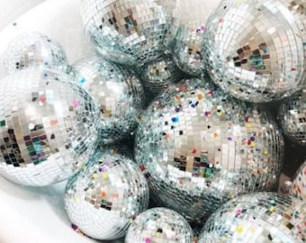 Set of 40 Mirror Silver Disco Ball Decor Disco Cowgirl Last Disco Bachelorette Party Wedding Disco Decorations 6 inch w/Attached String