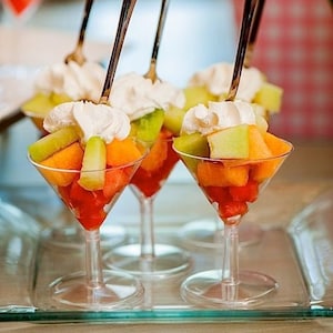 Fruit or Salad Appetizer Cups Mini Forks Set for Food Display Buffet Catered Event Wedding Brunch Grazing Station Charcuterie Cups