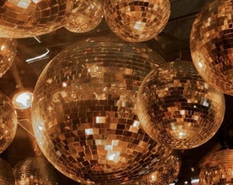 Set of 25 Mirror Gold Disco Ball Decor Disco Cowgirl Last Disco Bachelorette Party Wedding Disco Decorations 4 inch w/Attached String