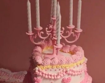 Girly Fancy Birthday Candelabra Candle Cake Topper, 9 Candles, Cake Candle Holder, Cake Decorations, Birthday Girl, Love Shack Fancy Dupe