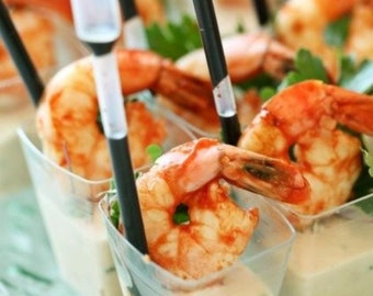 Appetizer Cups Dressing Pipettes Mini Forks Set for Shrimp Cocktail Food Display Buffet Catered Event Wedding Brunch Grazing Station