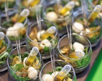 Appetizer Salad Cups with Pipettes & Mini Forks: Catering Display Set