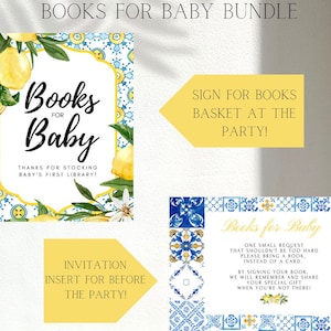 Boeken voor baby Neem een bijsluiter en bordje mee Bundel citroen babyshower Citrus babyshower Genderneutraal Zomer babyshower Afdrukbaar