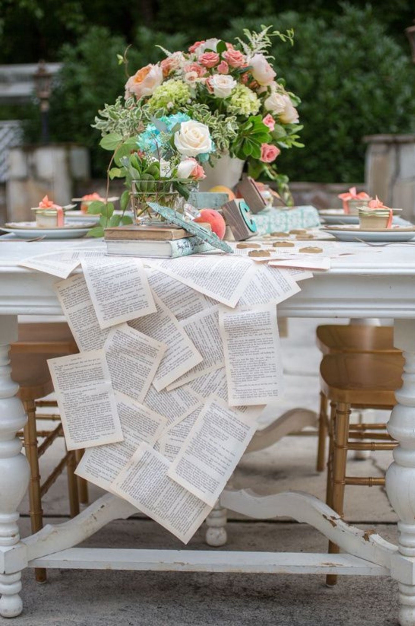 Vintage Book Page Table Runner