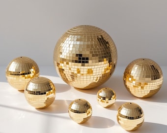 Set of 25 Mirror Gold Disco Ball Decor Disco Cowgirl Last Disco Bachelorette Party Wedding Disco Decorations 4 inch w/Attached String