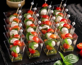 Clear Aesthetic Appetizer Favor Cups and Toothpicks for Individual Charcuterie Display Buffet Grazing Snack Cup Catered Event