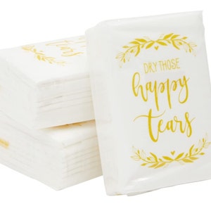 Wedding Tissues Packs for Guests Dry Those Happy Tears Pocket Tissues Favor Items for Wedding Party Favor Individual Pocket Travel Tissues