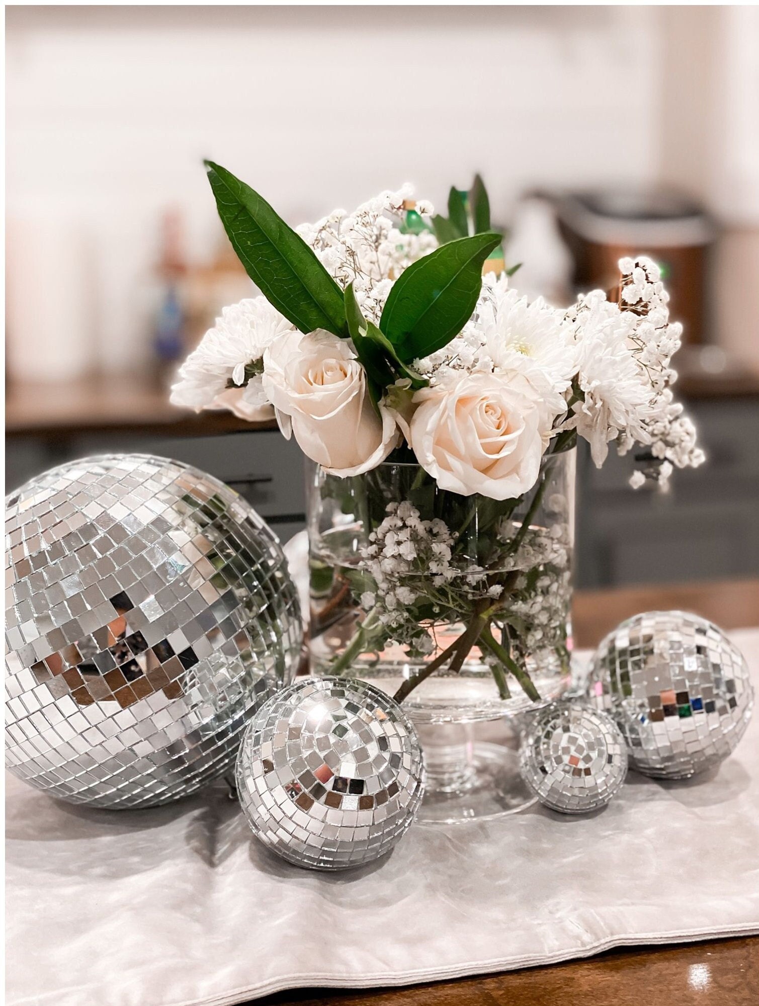 1pc 20 Mini Glitter Disco Ball Decorations - Silvery Reflective * Hanging Ornaments For Weddings, Dance Parties, Festivals, Birthdays * * - Indoor