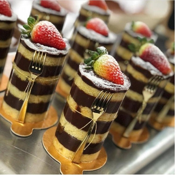 DIY Mini Cake Favor Set Clear Cake Wrap w/Mini Forks for Dessert Display  Weddin