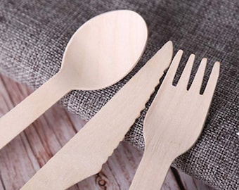 100 X Wooden Disposable Spoons – Eco-Friendly Cutlery, Christmas Party Catering, UK Made