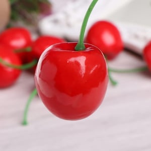 Red Faux Cherries for Vintage Pinterest Girly Fancy Birthday Cake Topper set of 4 Decoration Love Shack Fancy Red Cherry Toppers Aesthetic