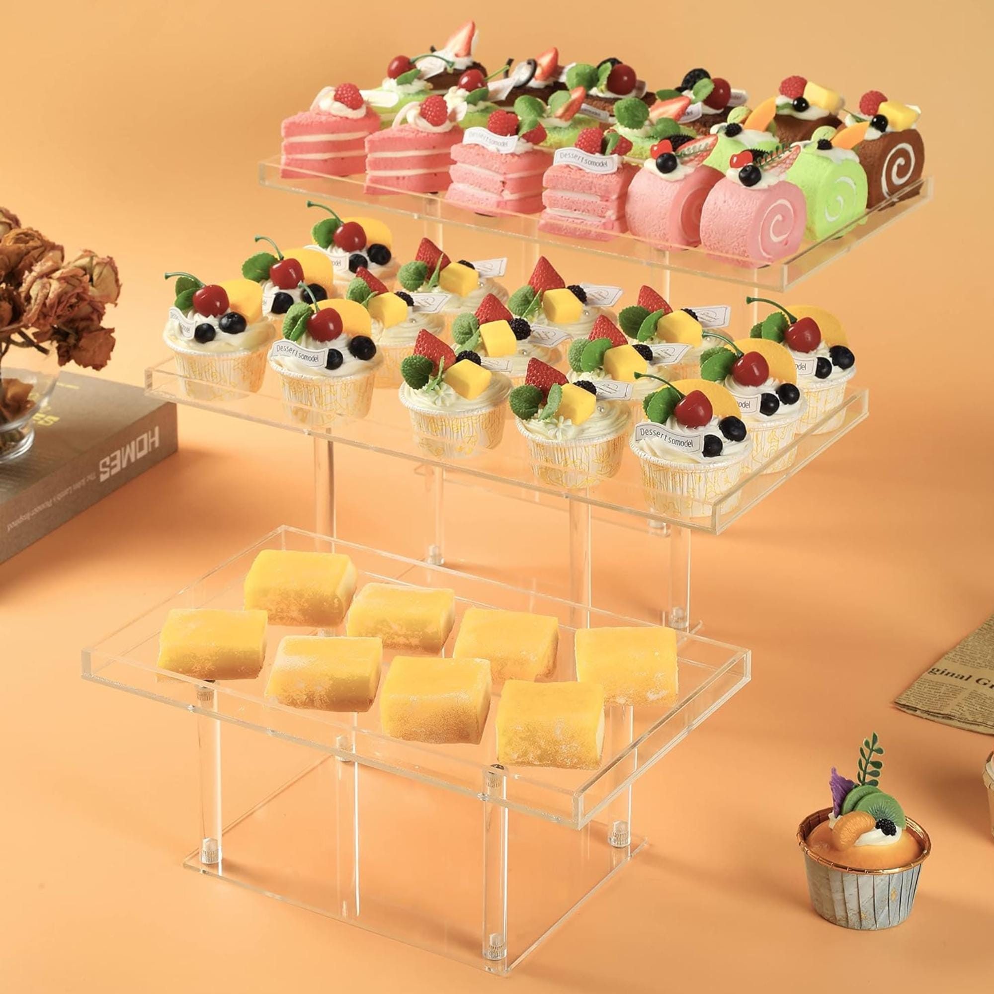Présentoir à Gâteaux - Acrylique - Transparent - 20x20x10cm - Rechargeable - Décoration