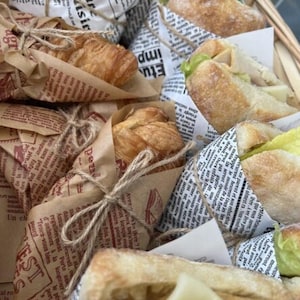 Newspaper Deli Paper Sheets Sandwich Twine Set for Food Display Buffet Catered Event Wedding Brunch Grazing Station Food Favor Bakery