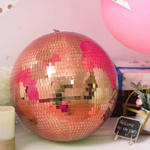 Large 15 inch Rose Gold Pink Disco Ball Decor Disco Cowgirl Last Disco Bachelorette Party Wedding Disco Decorations Pink Decor