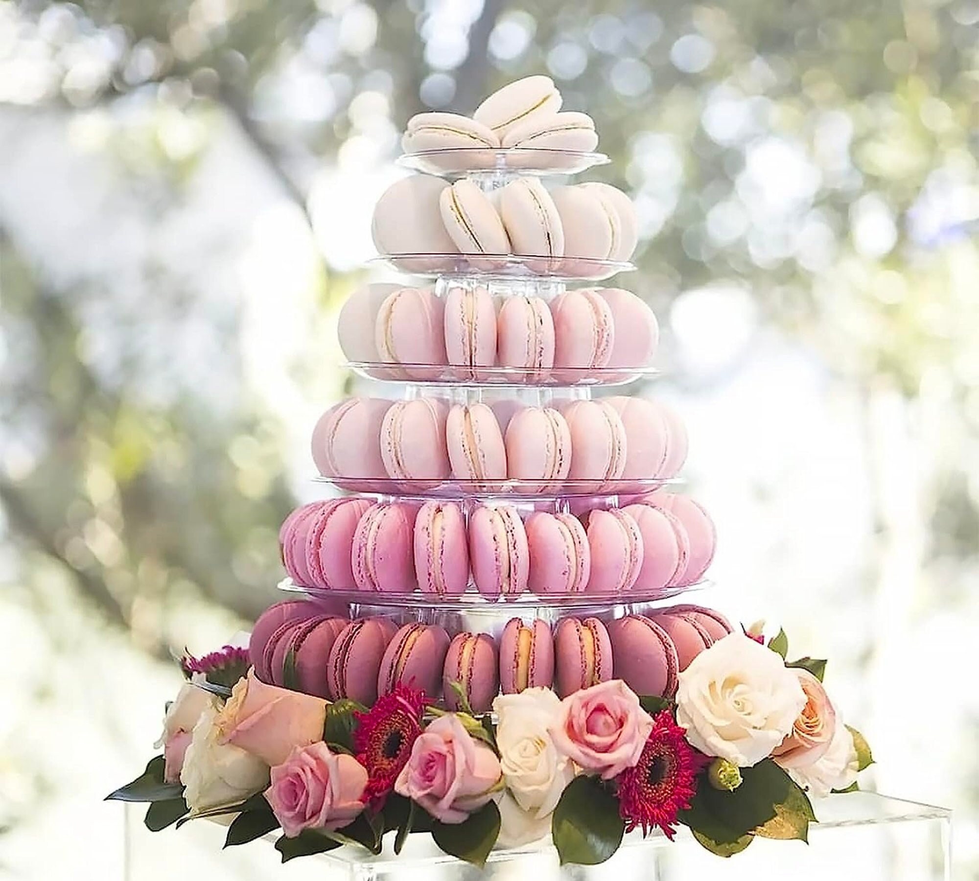 Macaron Cupcake Stand 6 Tier Large Macaron Dessert Tower Display Round Cupcake Holder Acrylic Dessert Stand Display Tree for Party Wedding