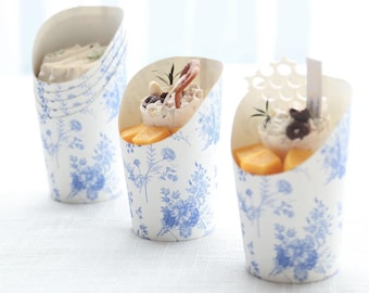 Blue Floral Charcuterie Cups & Toothpicks: Individual Appetizer Display