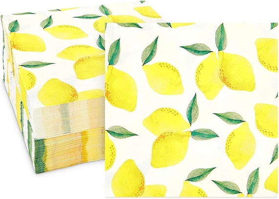 Inspireyee 120 pacchetti di decorazioni per la festa del limone Decorazioni per la festa di compleanno a tema limonate Stoviglie a tema limoni gialli - tovaglioli per matrimonio, doccia e accessori
