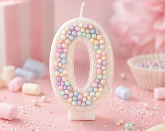 Sparkly Pastel Rainbow Girl Toddler Kids Number Birthday Candle: Pastel Ice Cream Party Cake Topper