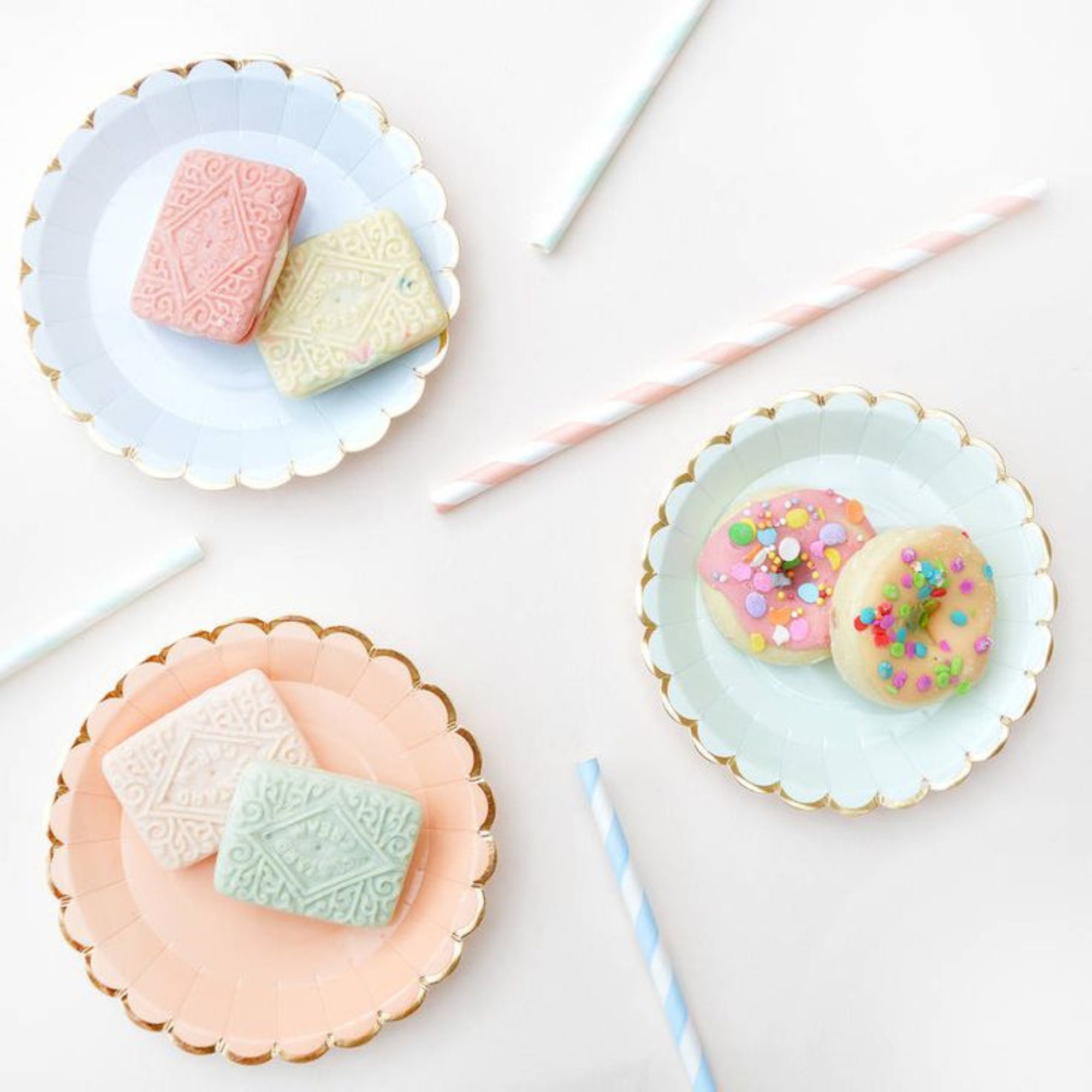 Pastel Party Paper Plates Cups Napkins Set for Kids Birthday Party Decoration Ice Cream Theme Bday Celebration Decor Pastel