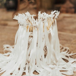 Ribbon Wands Wedding Farewell and Bell Party w Tags Party Favor Streamers Ribbon Wand for Wedding Send Off Fairy Wand Graduation Set of 25