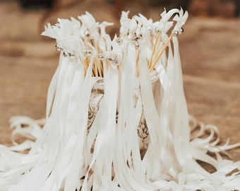 Ribbon Wands Wedding Farewell and Bell Party w Tags Party Favor Streamers Ribbon Wand for Wedding Send Off Fairy Wand Graduation Set of 25