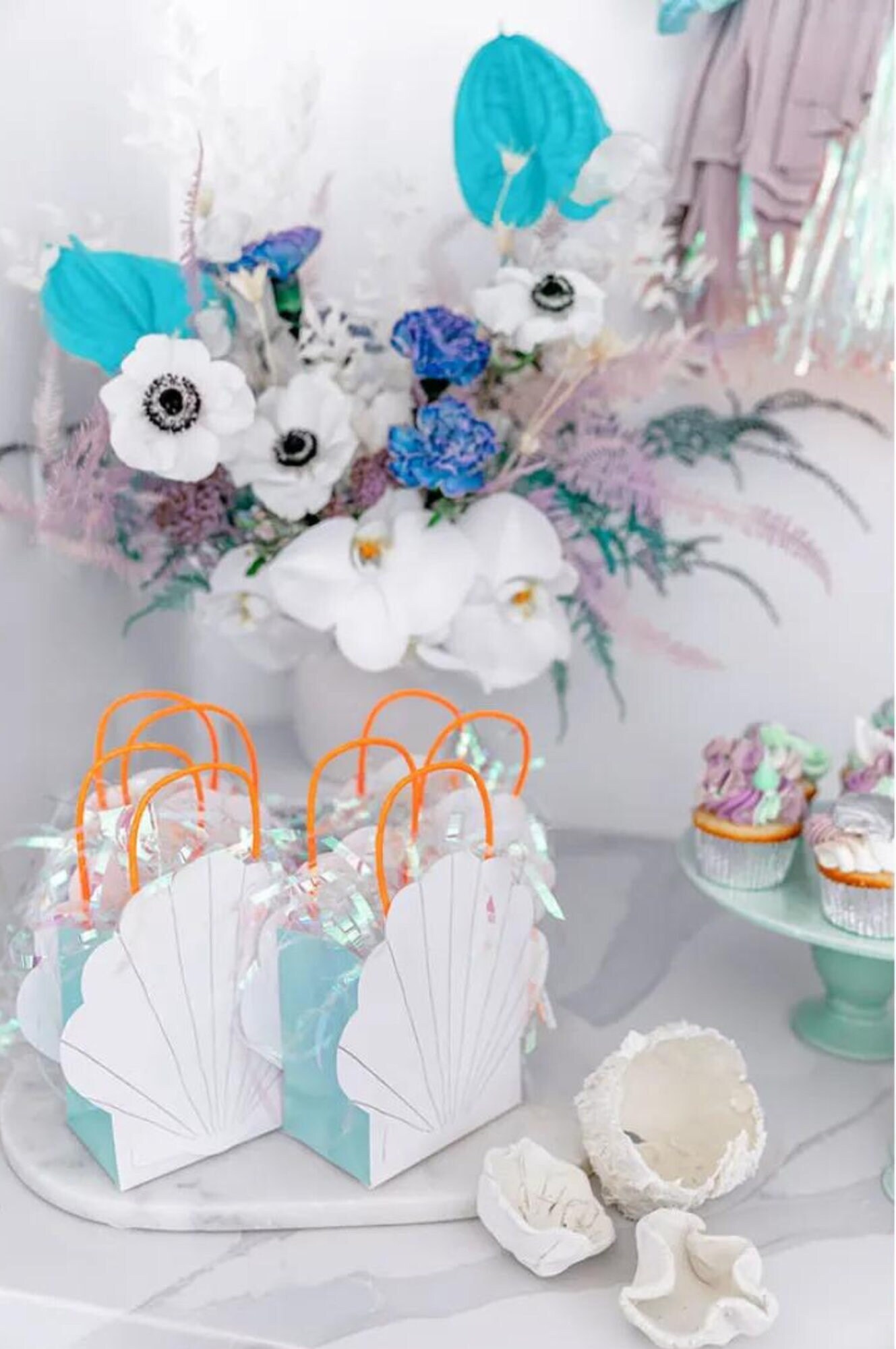 Tovaglioli a forma di conchiglia per feste a tema sirena x 25, stoviglie per feste a tema sottomarino, Coterie Party Supplies per feste di compleanno a tema sirena per bambine - Italia