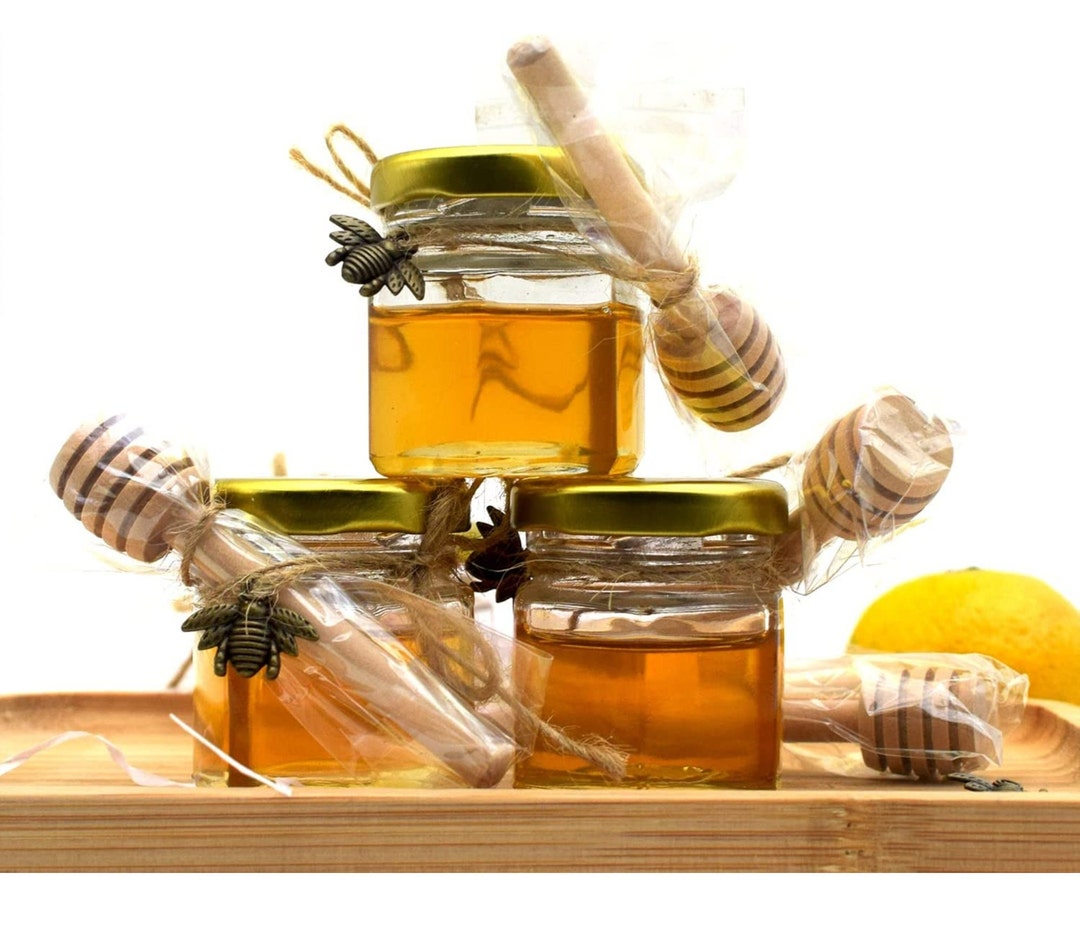 Mini Honey Jar Favors Empty Glass Honey Jars With Gold Lids Etsy