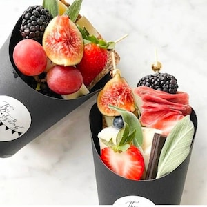 Black Charcuterie Favor Cups and Toothpicks for Individual Charcuterie Cheese Board Food Display Appetizer Grazing Cup Catered Event Wedding
