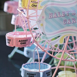 Pastel Raffle Roulette Raffle Tickets Roll Pink Yellow Pastel Admit One Ticket for Carnival ...