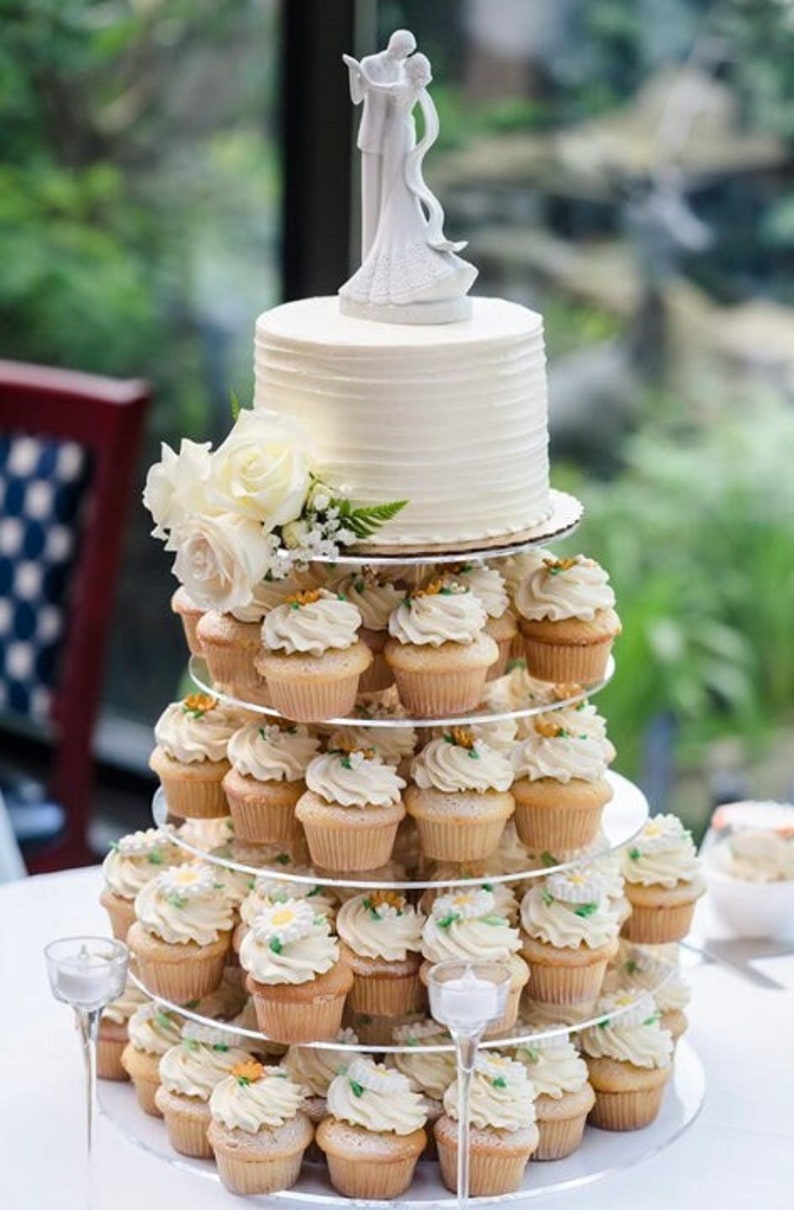 Cupcake and Cake Stand 6, 5, or 4 Tier Large Cupcake Tower Display Round Cupcake Holder Acrylic Dessert Stand Display Tree for Party Wedding