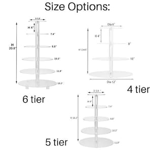 Cupcake and Cake Stand 6, 5, or 4 Tier Large Cupcake Tower Display Round Cupcake Holder Acrylic Dessert Stand Display Tree for Party Wedding