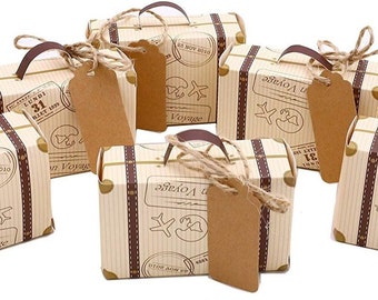 Mini maleta Caja de regalo Cajas de regalo para boda Despedida de soltera Baby Shower Jetset Bday Party Favor Box Mini Candy Box Ducha temática de viaje